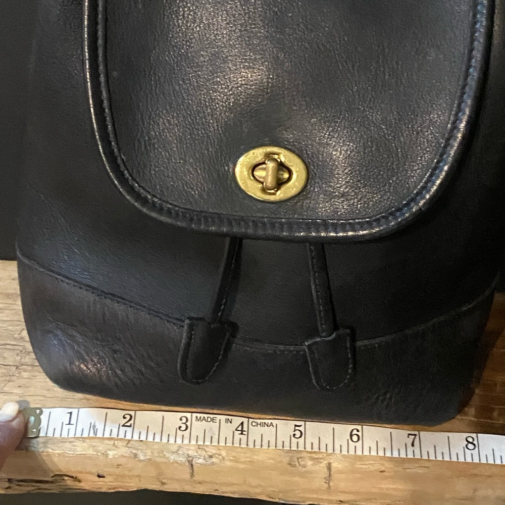 VINTAGE Coach turnlock mini black leather backpack top handle adjustable string - Picture 14 of 16